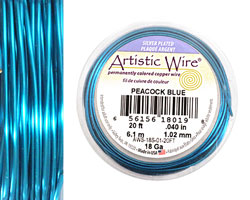 Artistic Wire Silver Plated Peacock Blue 18 gauge, 20 feet