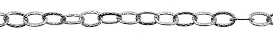 Silver (plated) Hammered Oval Cable Chain