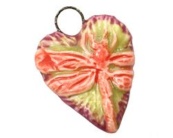 Gaea Ceramic Hand Painted Love Wish "A Walk" Pendant 30x40mm