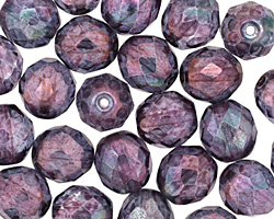 Czech Fire Polished Glass Luster Transparent Amethyst Round 10mm