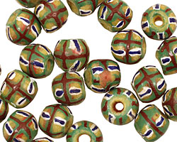 African Clay (green, red, blue) Irregular Round 12-13mm
