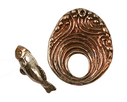 Green Girl Shibuichi Koi Pond Toggle 28x24mm, 21mm bar