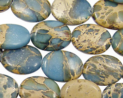 Blue Impression Jasper Flat Oval 16x12mm
