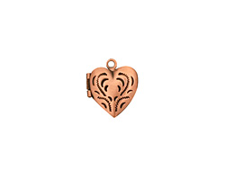 Antique Copper (plated) Tiny Pressed Heart Heirloom Locket 13x15mm