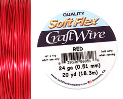 Soft Flex Red Craft Wire 24 gauge, 20 yards