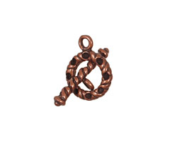 Antique Copper (plated) Multi-Bezel Roped Toggle Clasp 13x17mm, 22x7mm bar