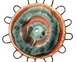 Jangles Ceramic Red, Turquoise Pinwheel 43-44mm