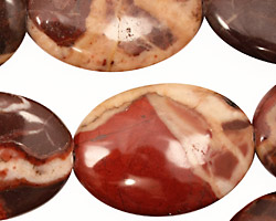 Red Conglomerate Jasper Flat Oval 30x22mm