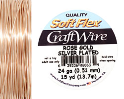 Soft Flex Silver Plated Rose Gold Craft Wire 24 gauge, 15 yards