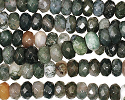 Moss Agate Faceted Rondelle 5x10mm