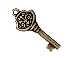 TierraCast Antique Brass (plated) Victorian Key Pendant 15x36mm