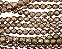 Golden Pyrite (silver tone) Faceted Round 3-4mm