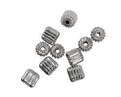 Silver (plated) Corrugated Barrel 6mm
