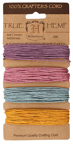 Pastel Hemp Twine 20 lb, 29.8 ft x 4 colors