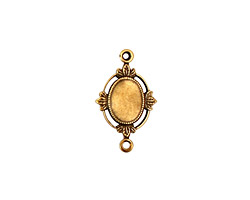 Stampt Antique Brass Floral Sprig Connector Oval Setting 6x8mm