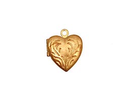 Brass Tiny Pressed Heart Heirloom Locket 13x15mm