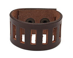Brown Leather Ladder Cuff 1 3/8"