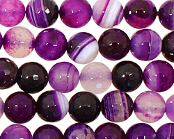 Purple Line Agate Faceted Round 8mm