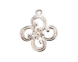 Nunn Design Sterling Silver (plated) Fanciful Flower Petal Charm 22x25mm