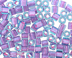 TOHO Aqua (with Bubble Gum Pink Lining) Cube 4mm Seed Bead