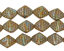 Czech Glass Misty Moors Patterned Diamond 12x9mm