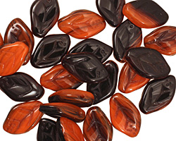 Czech Glass Jack O Lantern Leaf Drop 8x12mm