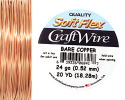 Soft Flex Bare Copper Craft Wire 24 gauge, 20 yards