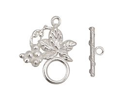 Silver (plated) Grape Vine Toggle Clasp 27x24mm, 20mm bar