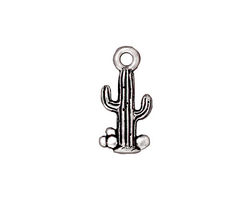 TierraCast Antique Silver (plated) Saguaro Cactus Charm 10x20mm