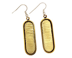 Brass Oval Bezel Earrings 7x38mm