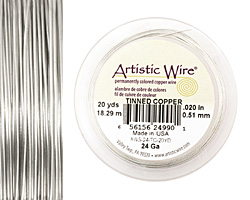 Artistic Wire Tinned Copper 24 gauge, 20 yards