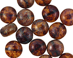 Czech Glass Troubled Waters Puff Coin 10mm