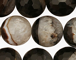 Black Sardonyx Faceted Round 16mm