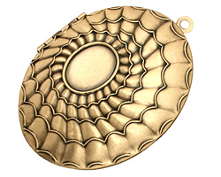 Antique Brass (plated) Oval Scalloped Shell w/Cab Setting Heirloom Locket 48x64mm