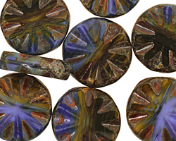 Czech Glass Denim Dreams Flower Window Coin 18mm