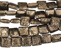 Golden Pyrite (silver tone) Puff Square 8mm