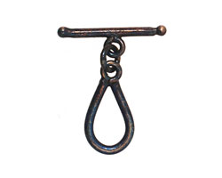 Missficklemedia Patinated Peacock Blue Oval Toggle Clasp 20x11mm, 24mm bar