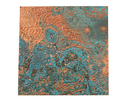 Lillypilly Azul Flower Garden Embossed Patina Copper Sheet 3"x3", 36 gauge