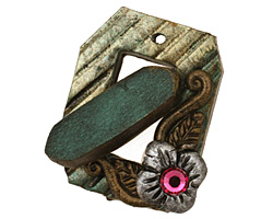 Poison Tree Polymer Clay Green Flower Toggle Clasp 24x20mm, 21mm bar