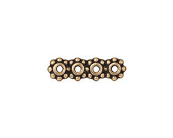 TierraCast Antique Gold (plated) Beaded 4-Hole 6mm Heishi Bar 21
