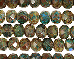 Czech Glass Troubled Waters Fire Polished Rondelle 6x9mm
