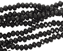 Jet Crystal Faceted Rondelle 4mm
