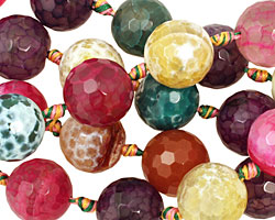 Multi-Color Fire Agate (bright) Faceted Round 18mm