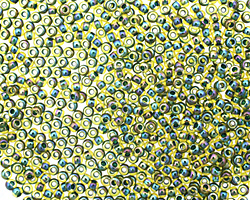 TOHO Rainbow Jonquil (with Forest Green Lining) Round 11/0 Seed Bead