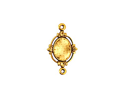 Stampt Antique Gold (plated) Floral Sprig Connector Oval Setting 6x8mm