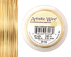 Artistic Wire Non-Tarnish Brass 24 gauge, 20 yards