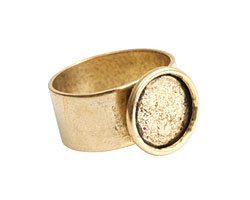 Nunn Design Antique Gold (plated) Small Circle Frame Adjustable Ring 13mm