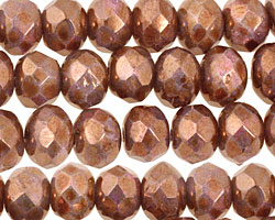 Czech Glass Lustered Bronze Fire Polished Rondelle 5x7mm