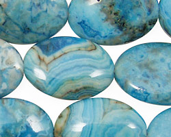 Larimar Blue Crazy Lace Flat Oval 25x18mm