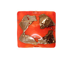 Grace Lampwork Electric Orange Metallic Pillow 26mm